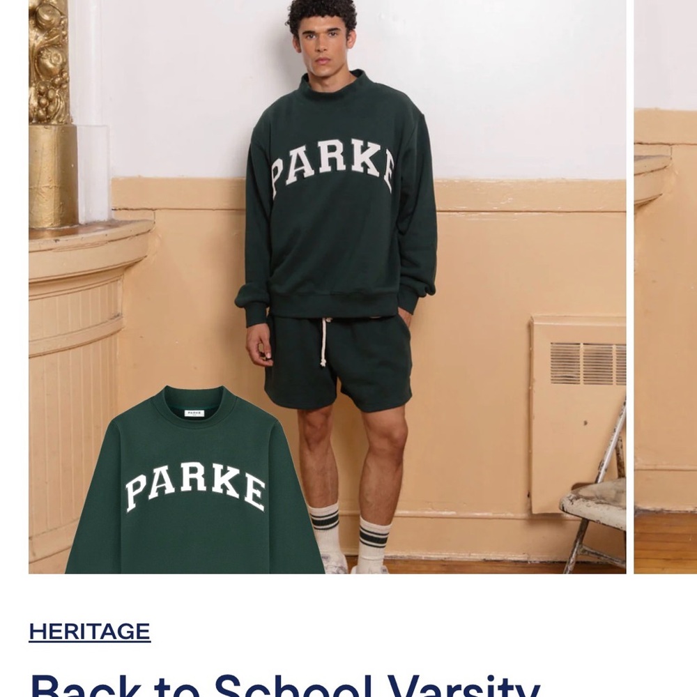 PARKE Mockneck Sweatshirt Forrest Green L/XL - Picture 2 of 5
